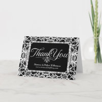 Elegante Schwarz-weiße Spitzen-Dankeschön-Karte