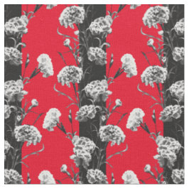 Elegante Schwarz-weiße Streifen Carnation Red Stoff
