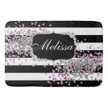Elegante Schwarz-weiße Streifen Diamantrosa Badema