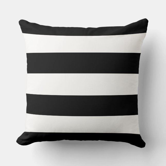 Elegante schwarz-weiße Streifen - personalisieren  Kissen (Vorderseite)