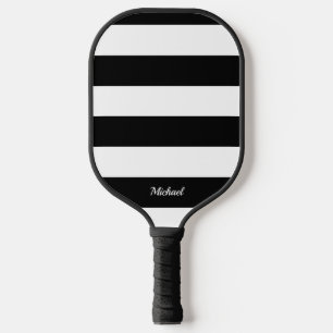 Elegante, schwarz-weiße Streifen Streifen gestreif Pickleball Schläger
