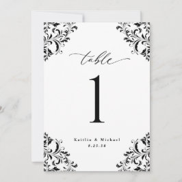 Elegante Schwarz-weiße Tischnummer für Hochzeiten