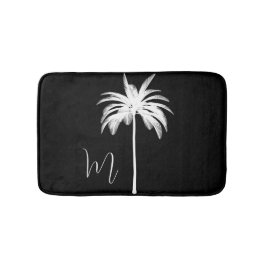 Elegante Schwarz-weiße Tropenpalme Badematte