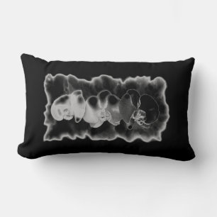 Elegante Schwarz-weiße tropische Orchideen Lendenkissen