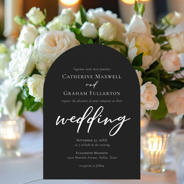 Elegante Schwarz-weiße Typografie formale Arch-Hoc Einladung (Von Creator hochgeladen)