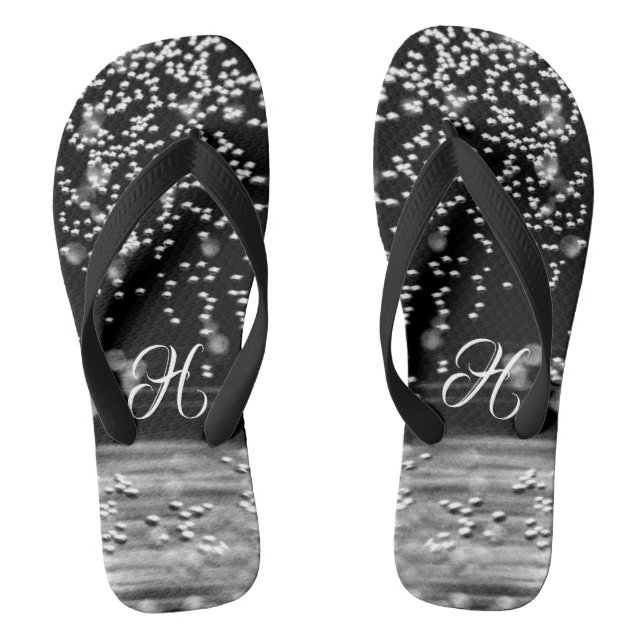 Elegante Schwarz-weiße Wasserblasen Flip Flops (Fußbett)