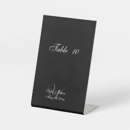 Elegante Schwarz-weiße Wedding Monogram-Tischnumme Sockelschild