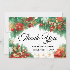 Elegante Schwarz-weiße Weihnachtsfeier Vielen Dank Dankeskarte