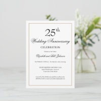 Elegante schwarze 25. Hochzeitstag-Einladung