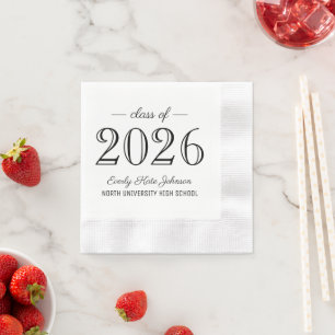 Elegante schwarze Abschlussfeier der Klasse 2026 Serviette