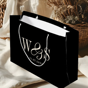 Elegante schwarze anfängliche Brautpaare Große Geschenktüte