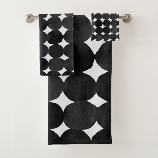 Elegante schwarze Aquarelltöne Badhandtuch Set (Insitu)