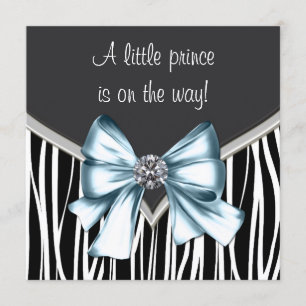 Elegante schwarze blaue Zebra-Babyparty Einladung