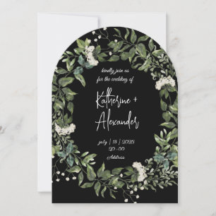 Elegante Schwarze Blumen Einladung