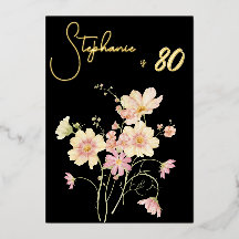 Elegante schwarze Blush-Blumen 80. Geburtstag Rose