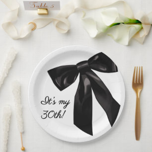 Elegante schwarze Bogen 30. Geburtstag Papier-Tell Pappteller