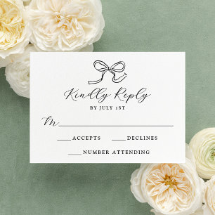 Elegante schwarze Bogen-Hochzeit RSVP Karte