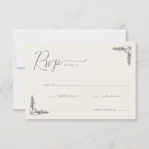 Elegante schwarze botanische RSVP Karte