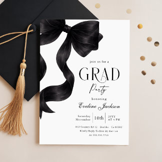 Elegante schwarze Bow Grad Party Foto Abschlussfei Einladung
