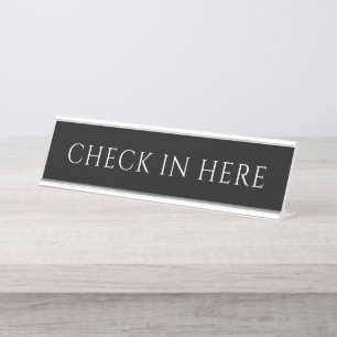 Elegante schwarze Check-in-Namensplatte Schreibtischnamensplakette