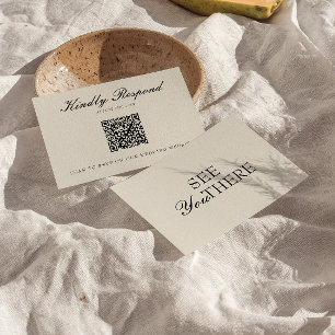 Elegante schwarze Creme-Old-Money-QR-Code-Hochzeit RSVP Karte