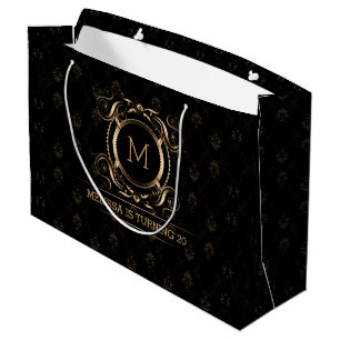 Elegante schwarze Damasken mit einem mittelgroßen Große Geschenktüte