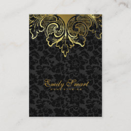 Elegante Schwarze Damaskus Gold Blumenzauberkunst Visitenkarte