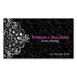 Elegante schwarze Damaststoffe mit silberner Metal Magnetische Visitenkarte