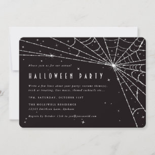 Elegante schwarze Diamant-Spinnennetz-Halloweenpar Einladung