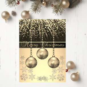 Elegante schwarze, falsche goldene Weihnachtskugel Feiertagskarte