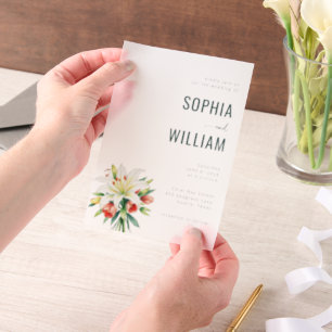 Elegante schwarze florale Hochzeitseinladung