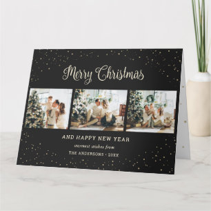 Elegante schwarze Fotocollage Weihnachtsgrüße Karte