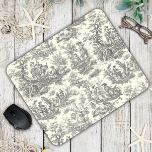 Elegante schwarze französische Country-Toile-de-Jo Mousepad