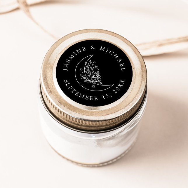 Elegante Schwarze Gastgeschenk Hochzeit Runder Aufkleber (Von Creator hochgeladen)