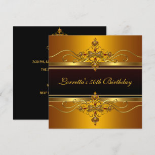 Elegante schwarze gelbe Gold-Schmuck 50. Geburtsta Einladung