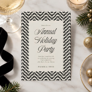 Elegante schwarze geometrische Firmen-Weihnachtsfe Einladung