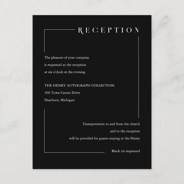 Elegante Schwarze geometrische Initialen Begleitkarte (Vorderseite)