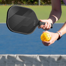 Elegante schwarze geometrische Initialen Pickleball Schläger
