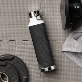 Elegante schwarze geometrische Initialen Sport Trinkflasche