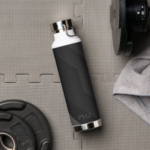 Elegante schwarze geometrische Initialen Sport Trinkflasche