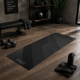 Elegante schwarze geometrische Initialen Sport  Yogamatte