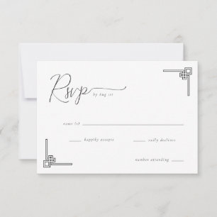 Elegante schwarze geometrische RSVP Karte