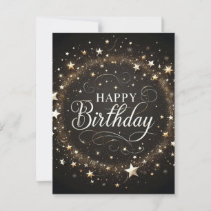 Elegante schwarze Glitter-Geburtstagspostkarte Postkarte