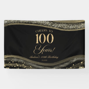 Elegante schwarze Gold-Achat 100. Geburtstagsfeier Banner