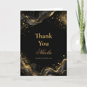 Elegante schwarze Gold-Alkohol-Tinte Dankeskarte