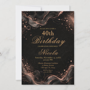 Elegante schwarze Gold-Alkohol-Tinte Einladung