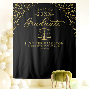 Elegante schwarze Gold Law School Absolventen Kuli Wandteppich