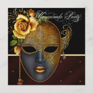 Elegante schwarze Gold-Masquerade-Party-Einladunge Einladung