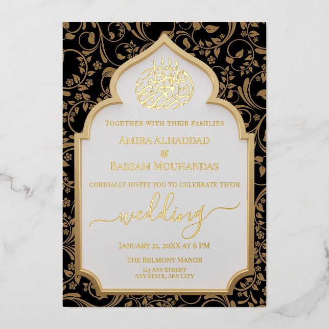 Elegante Schwarze & Gold Wine Paradies für Kletter Folieneinladung (Vorderseite)