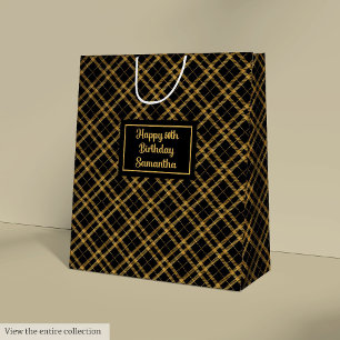 Elegante schwarze Goldene 50. Geburtstags-Geschenk Mittlere Geschenktüte